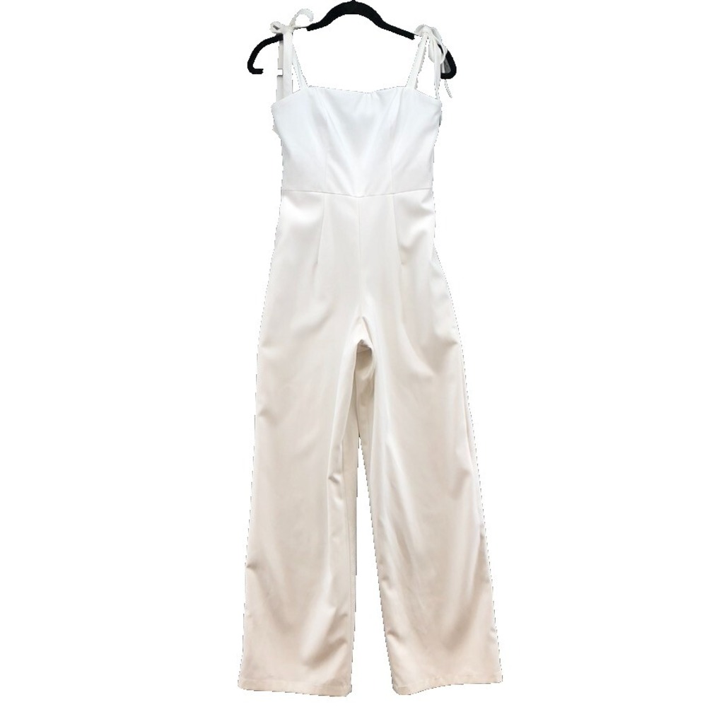 Theia Jumpsuit womens 6 White Sleeveless Straight Leg Classic Vanilla Girl